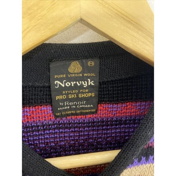 Vintage Norvyk by Ren-Dale Men M Wool Ski Nordic Cardigan Sweater Fair Isle - Picture 3 of 6